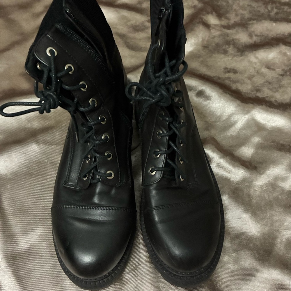Black Lace Up Boots for Women